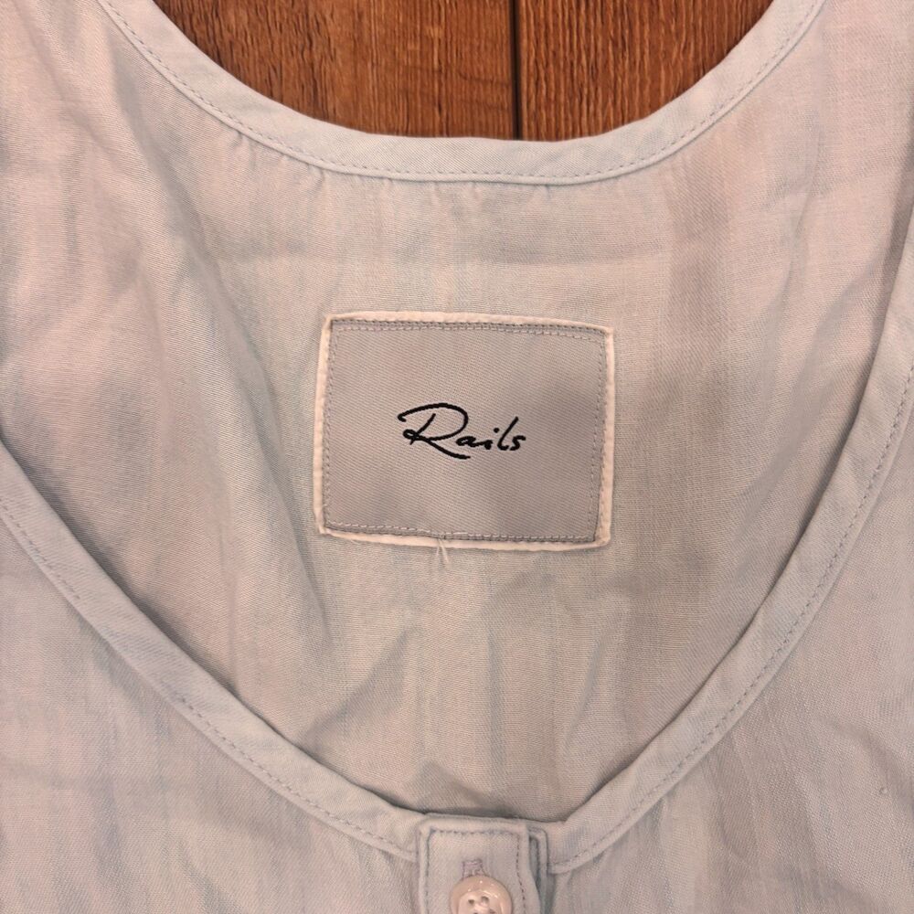Rails Noelle Ruffle Tiered Sleeveless Baby Doll Chambray Dress Blue Size SP - Picture 3 of 10